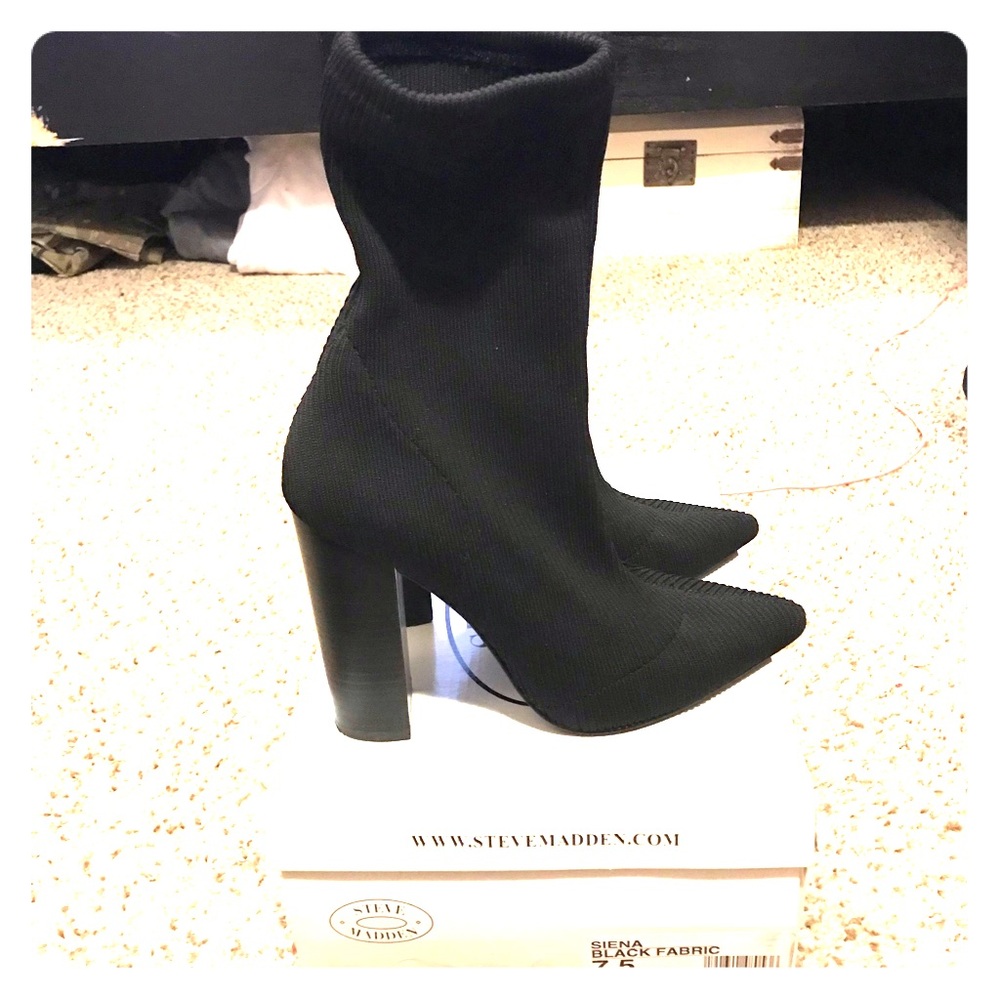 Siena Black Fabric Booties